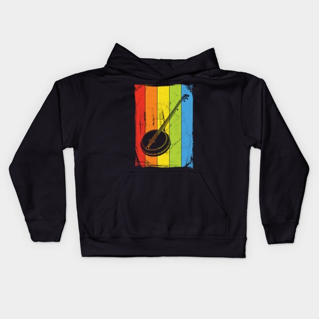 Rainbow Banjo Kids Hoodie by fizzyllama